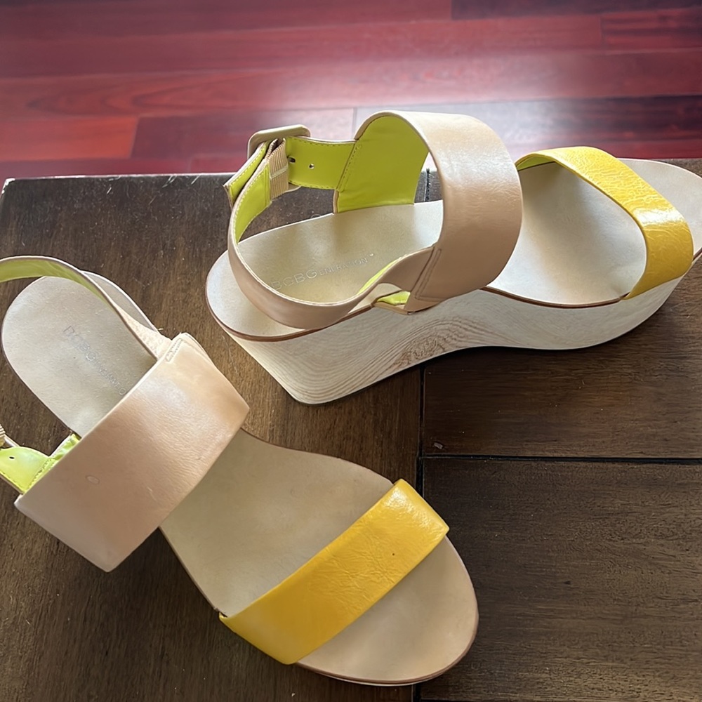 Bcbg Leather Platform Color Block Wedges - image 3